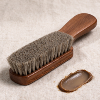 Long-Handled Wooden Shoe Polish Brush | Soft-Bristle Applicator | Leather Shoe Care Tool