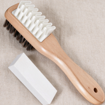 Wooden-Handled Suede & Nubuck Cleaning Brush | Soft Bristles for Stain Removal | Includes Eraser Care Kit
