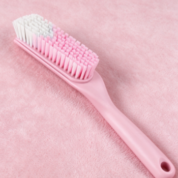 Pink Long-Handled Soft-Bristle Shoe Brush | Lightweight & Convenient | For Uppers & Soles