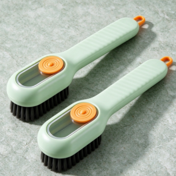 Mint Green Liquid-Dispensing Shoe Brush | Push-to-Dispense | Multi-functional Cleaning for Uppers & Soles