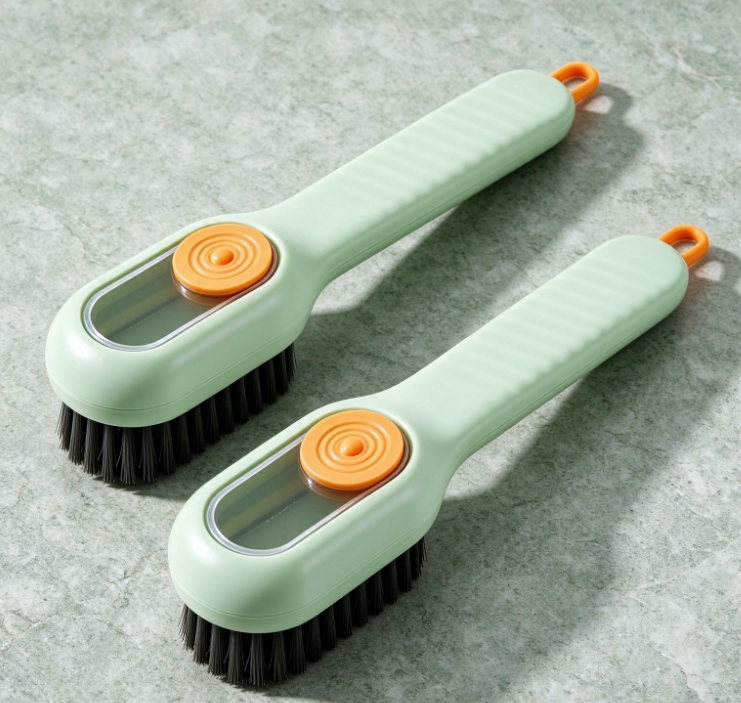 Mint Green Liquid-Dispensing Shoe Brush | Push-to-Dispense | Multi-functional Cleaning for Uppers & Soles