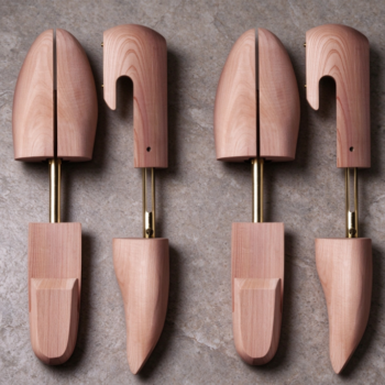 Solid Wood Shoe Tree with Gold Metal Rod | Left & Right Shoe Compatible | Shaping & Maintenance