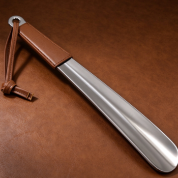 Metal Shoehorn with Leather Strap | Extended Handle | Sturdy & Durable