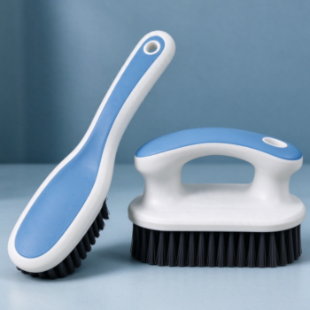 Blue & White Dual-Brush Set | Long-Handled & Grip-Handle Brushes | Household Cleaning Combo