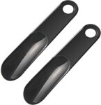Black Short Plastic Shoehorn (2-Pack) – Portable Design with Hanging Hole