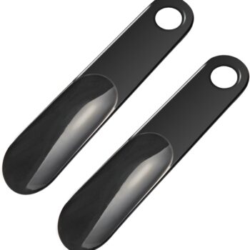 Black Short Plastic Shoehorn (2-Pack) – Portable Design with Hanging Hole