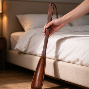 Handheld Solid Wood Long Shoehorn | Bedroom & Entryway | Effortless Shoe-Putting-On Aid