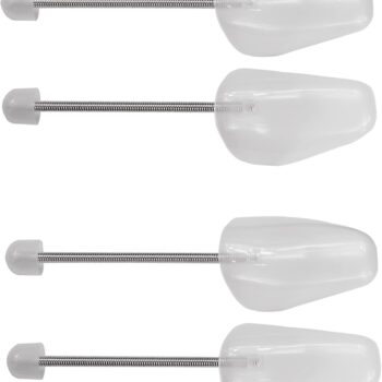 4-Pack White Plastic Spring Shoe Trees – Simple Telescopic Shape-Retaining Shoe Trees