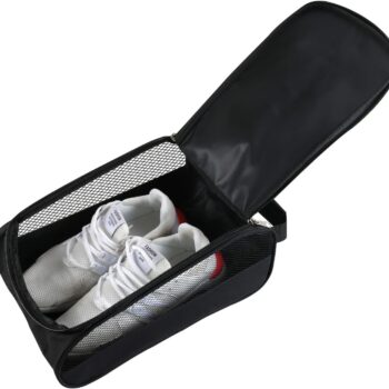 Hard-Shell Zippered Shoe Bag – Footwear Organizer with Top Handle and Breathable Mesh