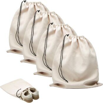 Drawstring Shoe Storage Bags (Pack of 4) – Soft Fabric Dust-Proof Bags for Closet Storage