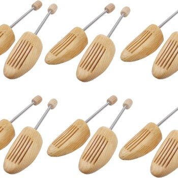 12-Pack Solid Wood Spring Shoe Trees – Natural Wood with Breathable Slots