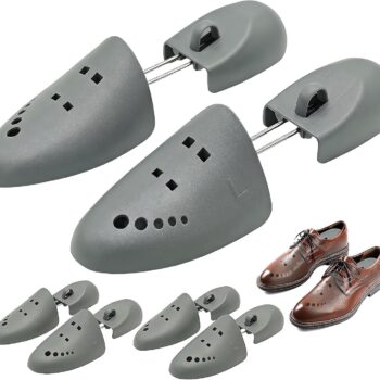 Grey Perforated Adjustable Plastic Shoe Tree with Hanging Hole – Shape-Retaining Last for Leather Shoes