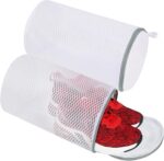 Cylindrical Mesh Shoe Washing Bag (Pack of 2) — Zippered Protective Laundry Bag for Shoes